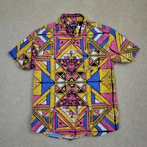Massive Retro 90’s Geometric Print Button Up Abstract Shirt Men's Medium